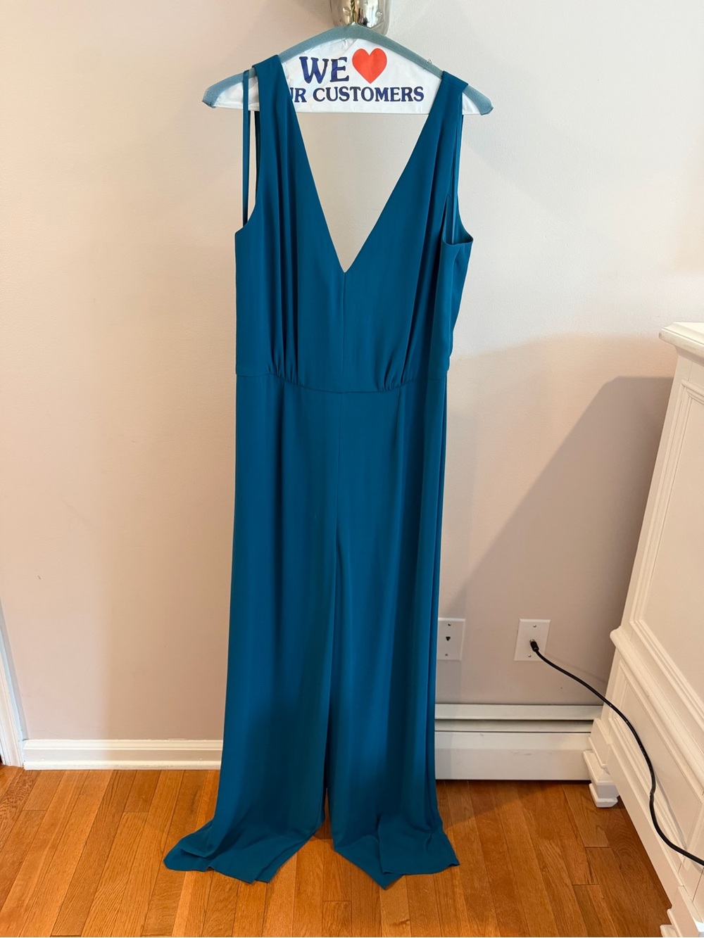 BCBGMaxAzria Teal Sleeveless V-Neck Wide-Leg Jumpsuit